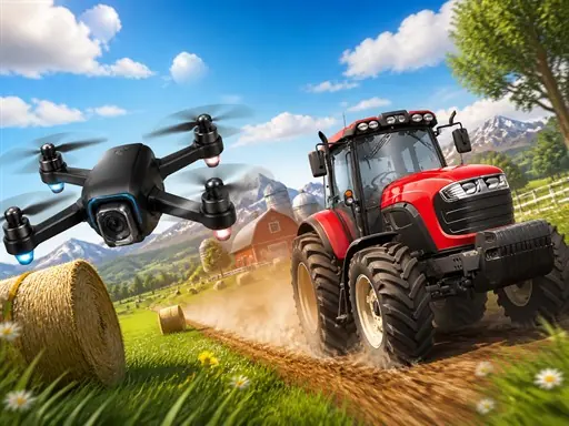 Drone vs Tractor Challenge browser game preview