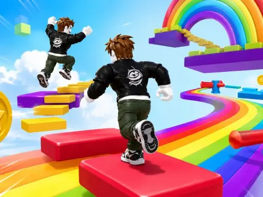 Obby Rainbow Parkour Two Player browser game preview